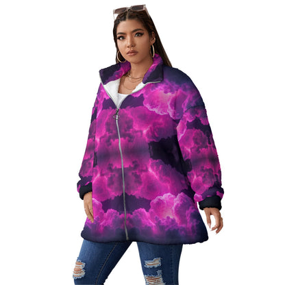 Unisex Borg Fleece Stand-up Collar Coat With Zipper Closure(Plus Size)