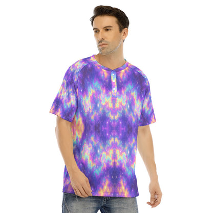 Men's Raglan Sleeve T-shirt With Button Closure