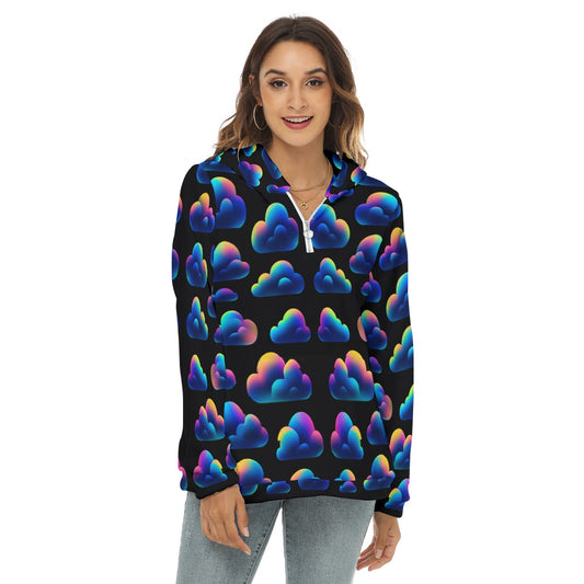 Women's Borg Fleece Hoodie With Half Zip