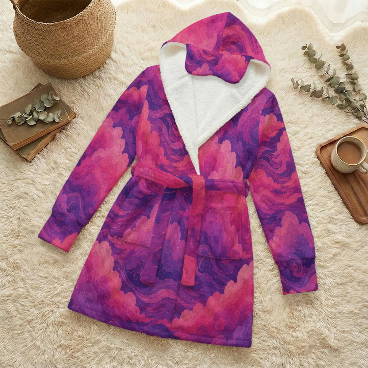 Unisex Flannel Hooded Robe With Eye Mask by O’Nimbus