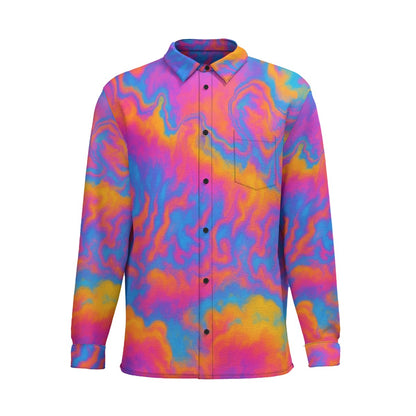 Men's Business Lapel Long Sleeve Shirt With Pocket|110GSM Imitation Flax