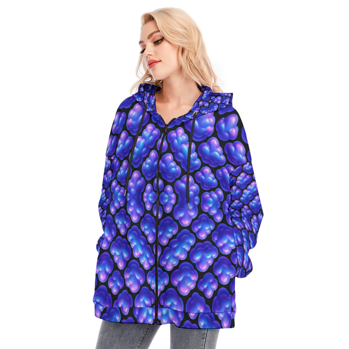 Women's Long Hoodie With Zipper Closure