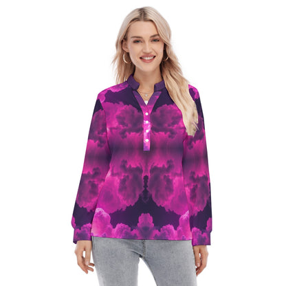 Women's Long Sleeve Blouse With Button Closure