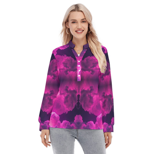 Women's Long Sleeve Blouse With Button Closure
