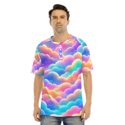 Men's Raglan Sleeve T-shirt With Button Closure