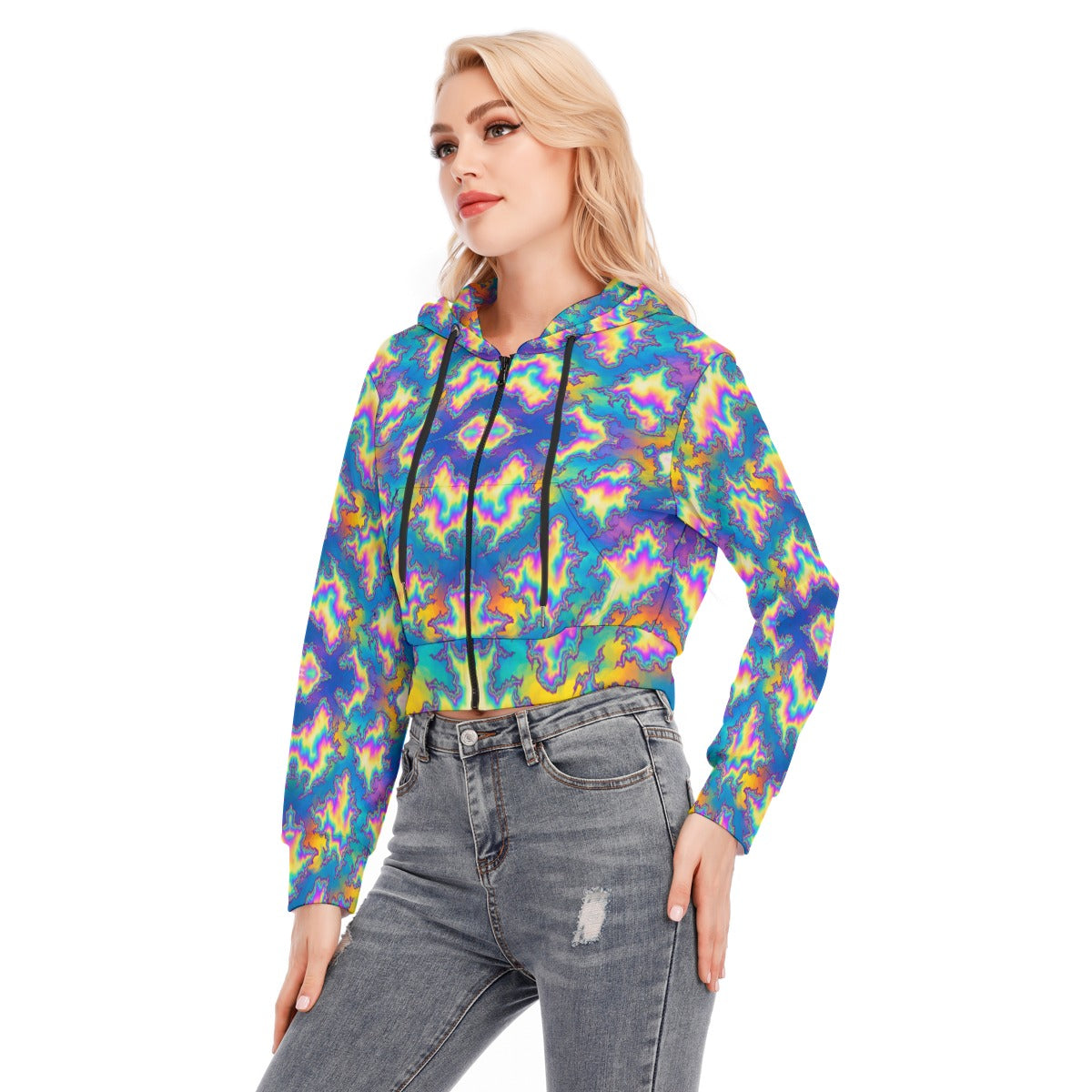 Women's Crop Top Hoodie With Zipper Closure