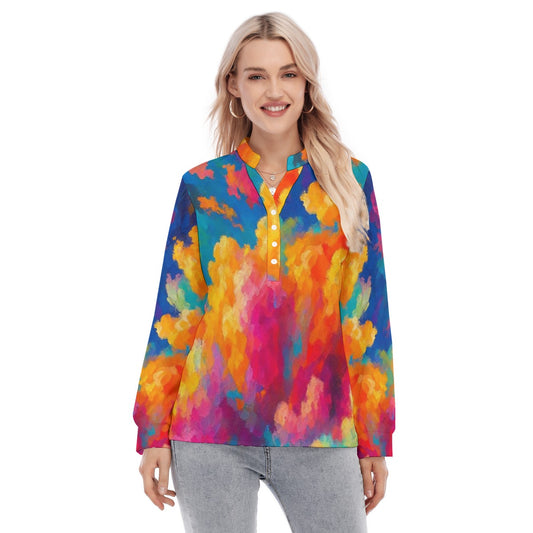 Women's Long Sleeve Blouse With Button Closure