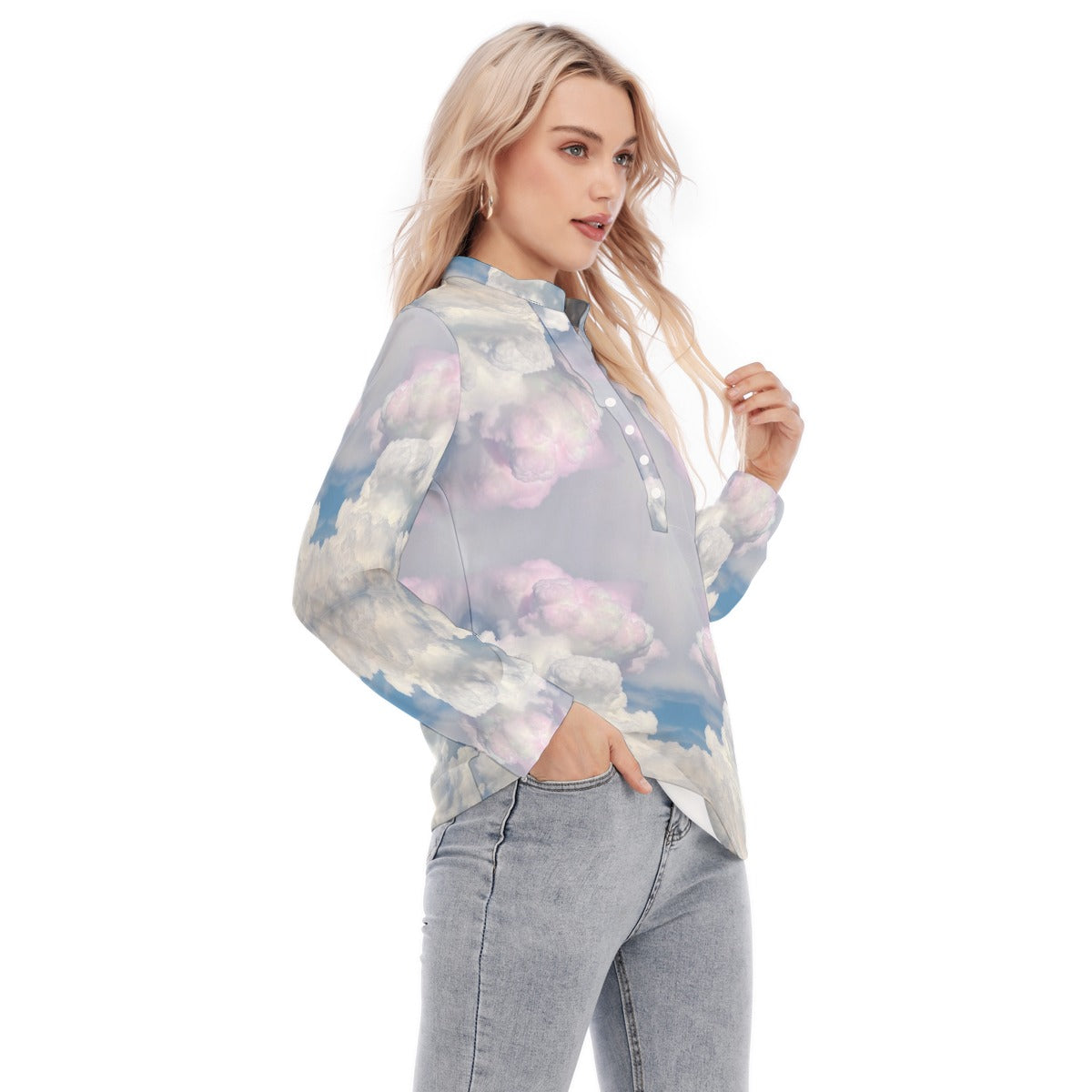 Women's Long Sleeve Blouse With Button Closure