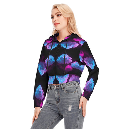 Women's Crop Top Hoodie With Zipper Closure