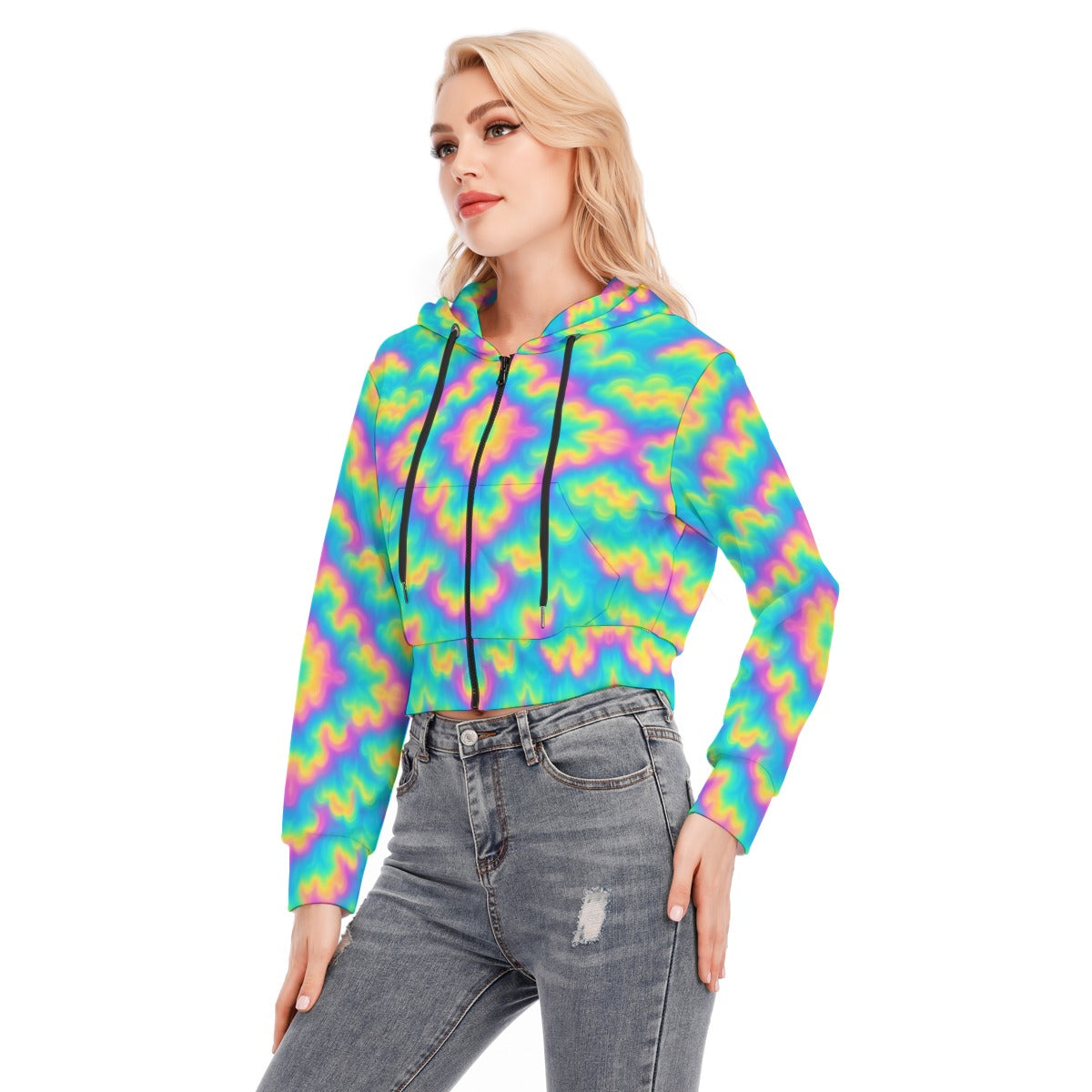 Women's Crop Top Hoodie With Zipper Closure
