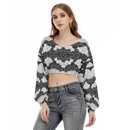 Women's V-neck Long Sleeve Cropped Sweatshirt