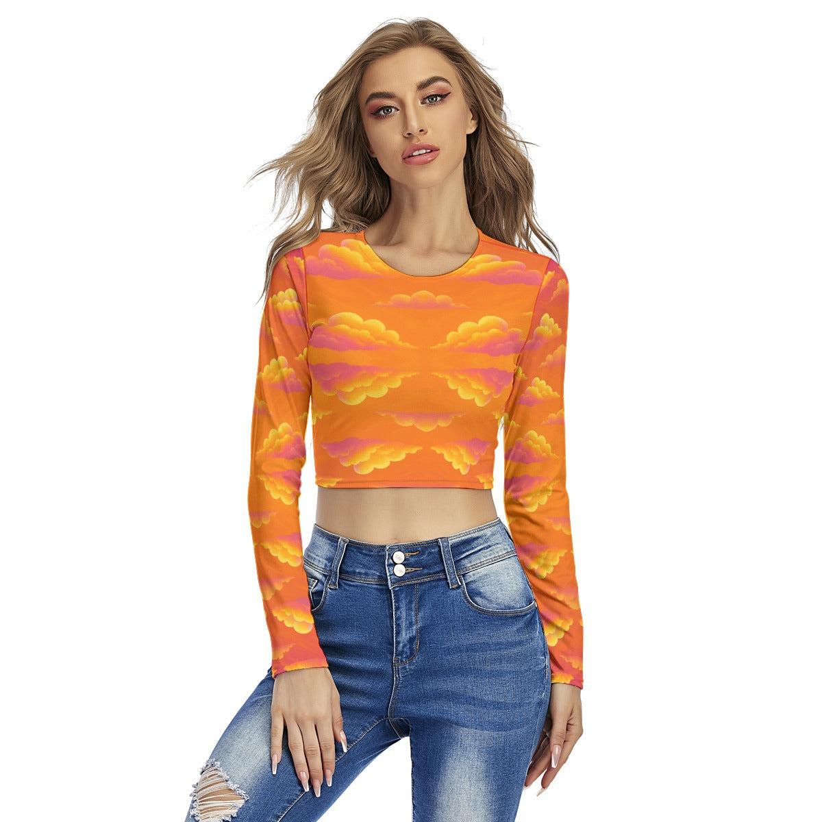 Women's Round Neck Crop Top T-Shirt
