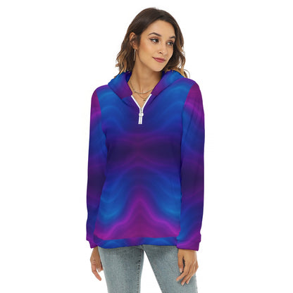 Women's Borg Fleece Hoodie With Half Zip