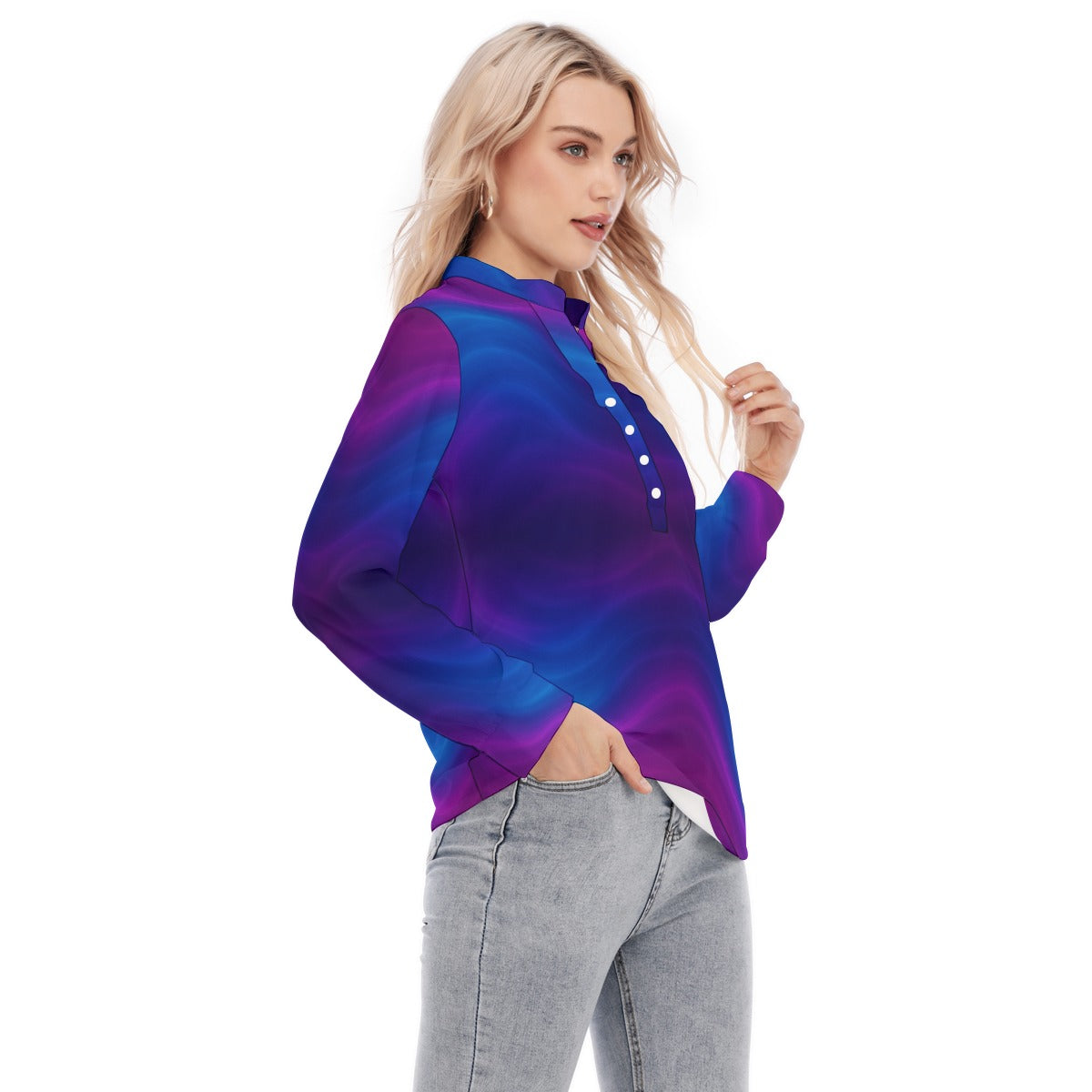 Women's Long Sleeve Blouse With Button Closure