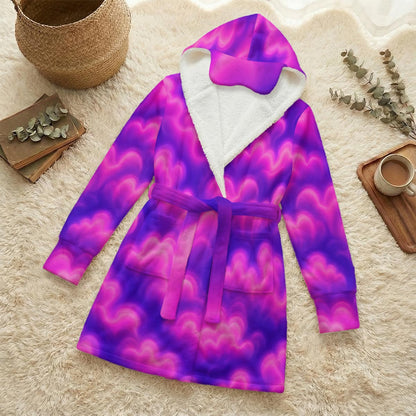 Unisex Flannel Hooded Robe With Eye Mask