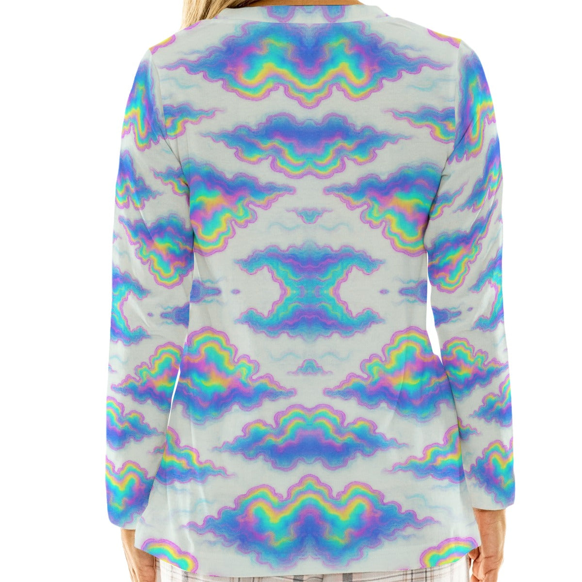 Women's Loose V-Neck T-Shirt With Long Sleeve