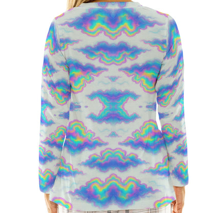 Women's Loose V-Neck T-Shirt With Long Sleeve