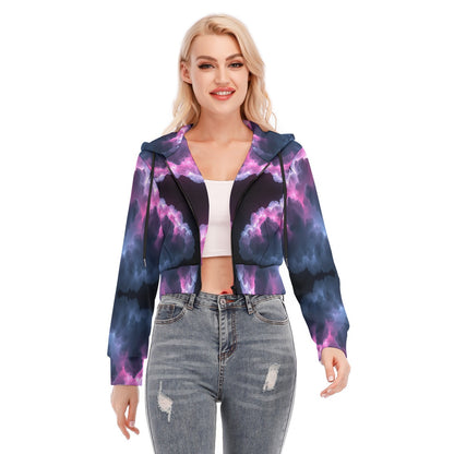 Women's Crop Top Hoodie With Zipper Closure