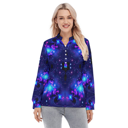 Women's Long Sleeve Blouse With Button Closure