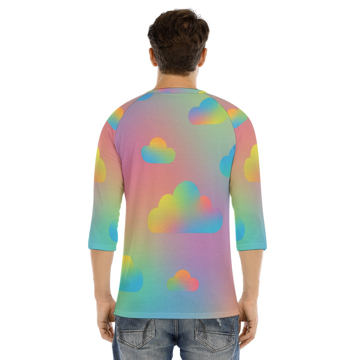 Men's Bracelet Sleeve T-shirt With Button Closure