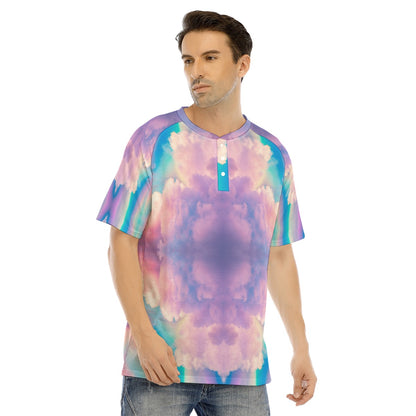 Men's Raglan Sleeve T-shirt With Button Closure