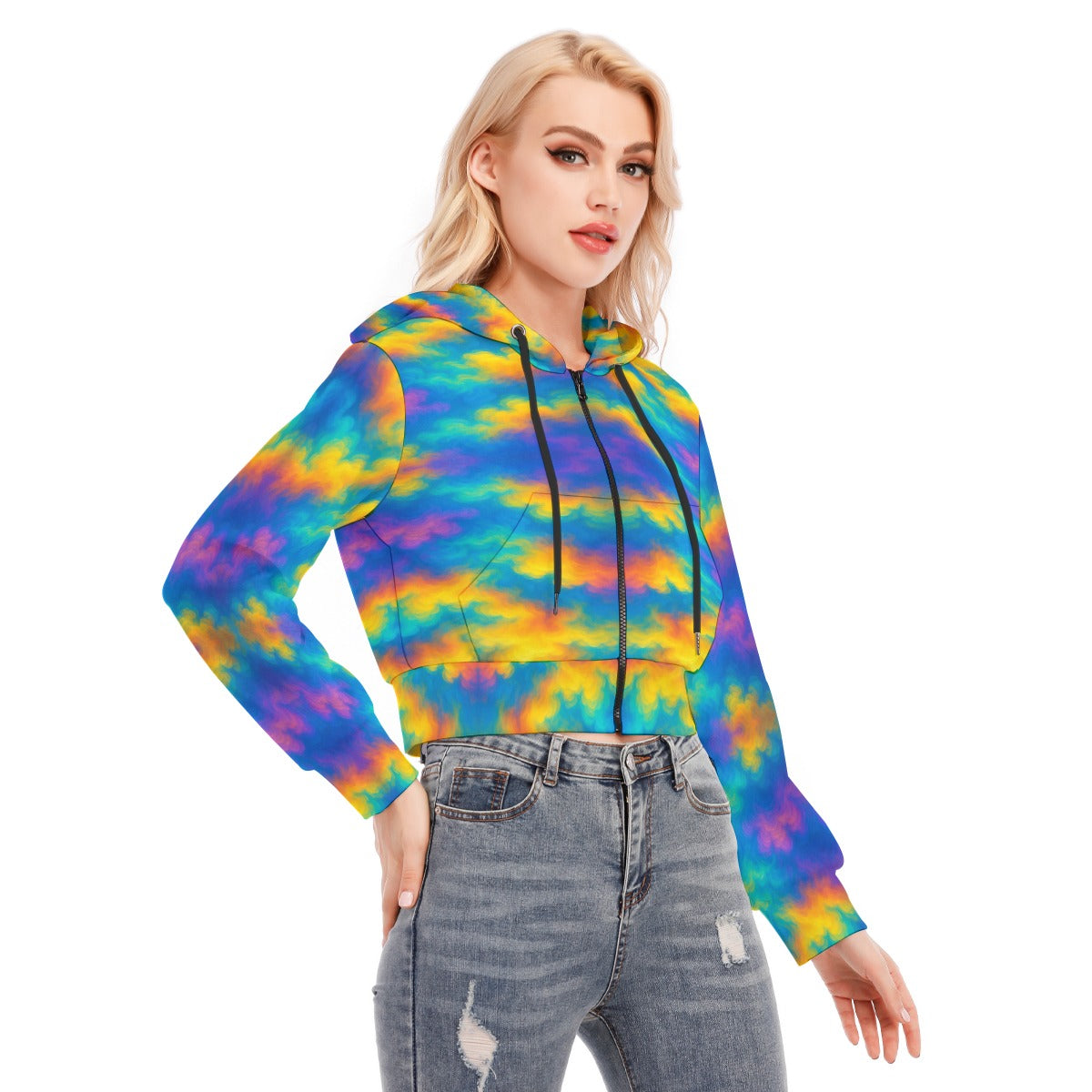 Women's Crop Top Hoodie With Zipper Closure