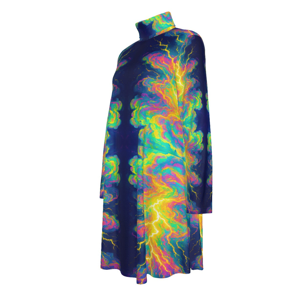 Women's High Neck Dress With Long Sleeve