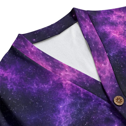 Unisex V-Neck Knitted-Fleece Button Cardigan - view 3