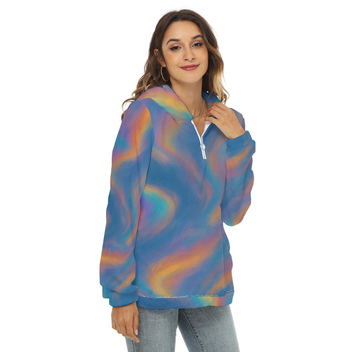 Women's Borg Fleece Hoodie With Half Zip