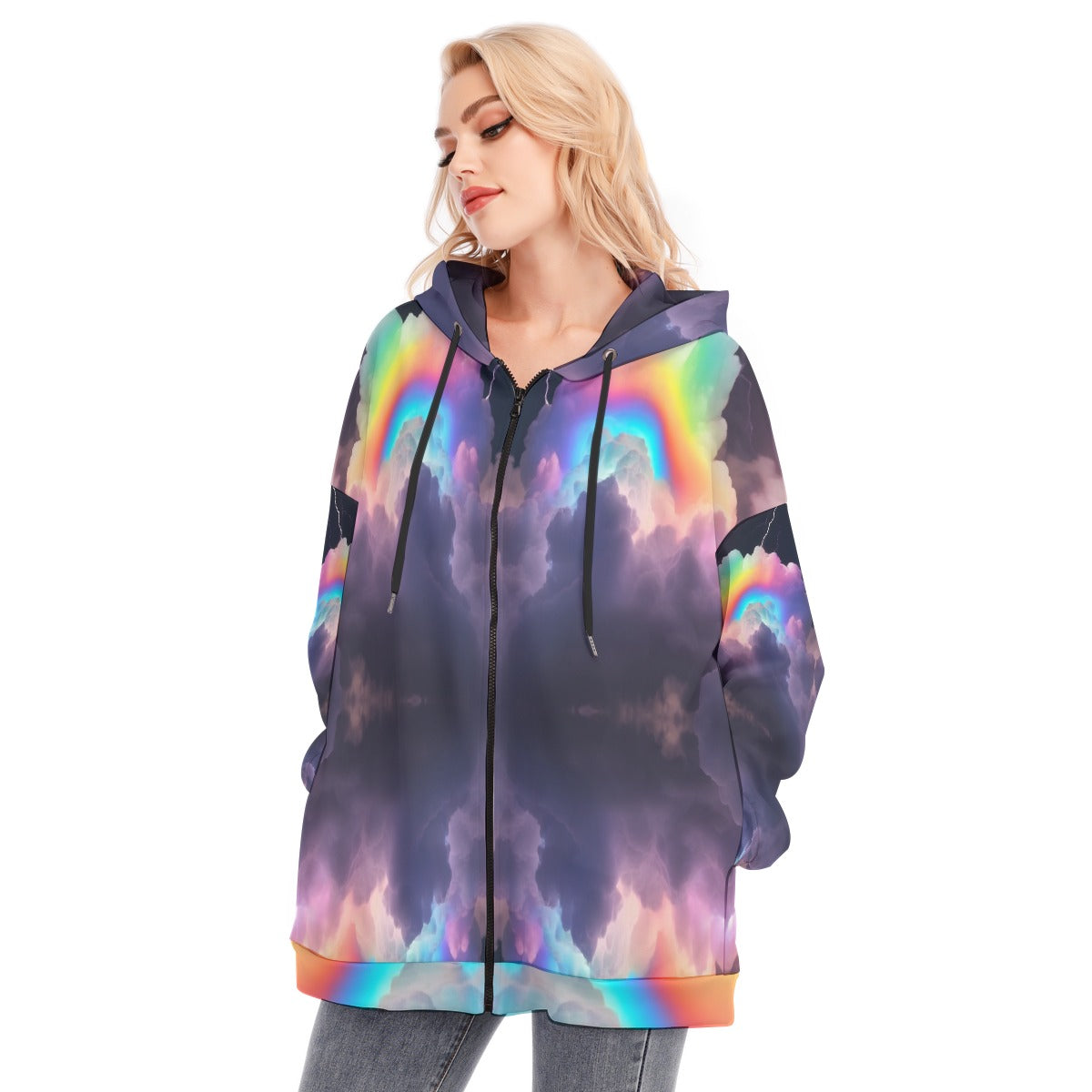 Women's Long Hoodie With Zipper Closure