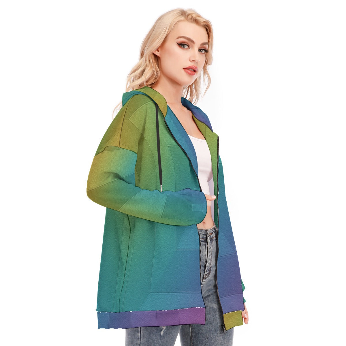 Women's Long Hoodie With Zipper Closure