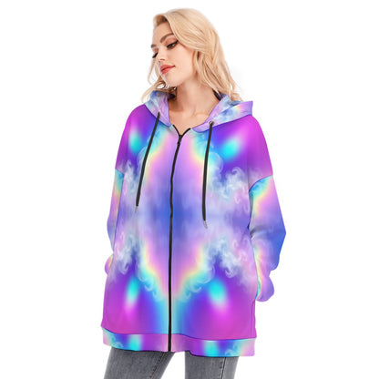 Women's Long Hoodie With Zipper Closure