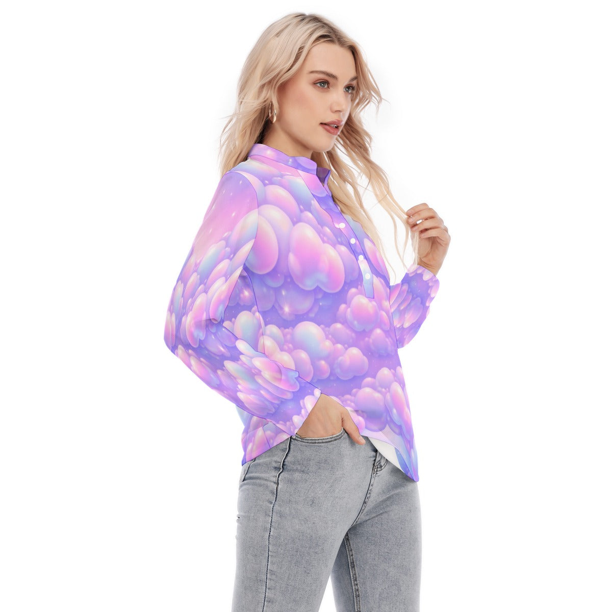 Women's Long Sleeve Blouse With Button Closure