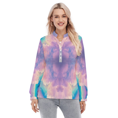 Women's Long Sleeve Blouse With Button Closure