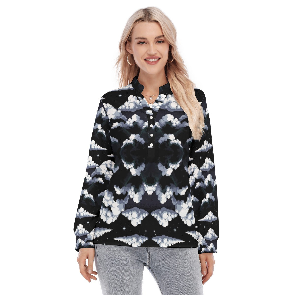 Women's Long Sleeve Blouse With Button Closure