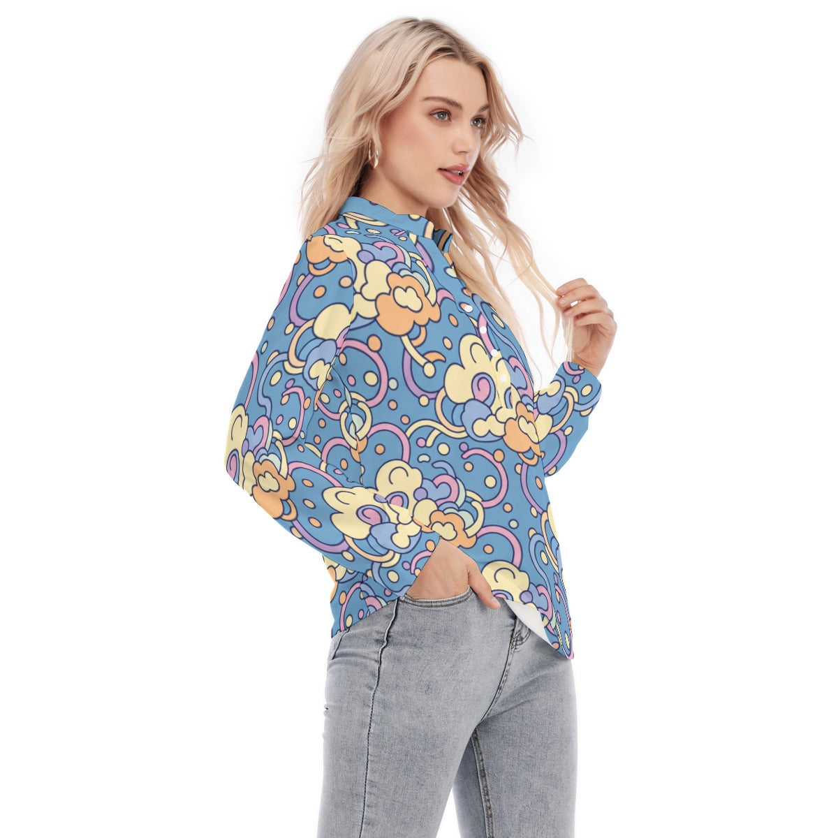 Women's Long Sleeve Blouse With Button Closure
