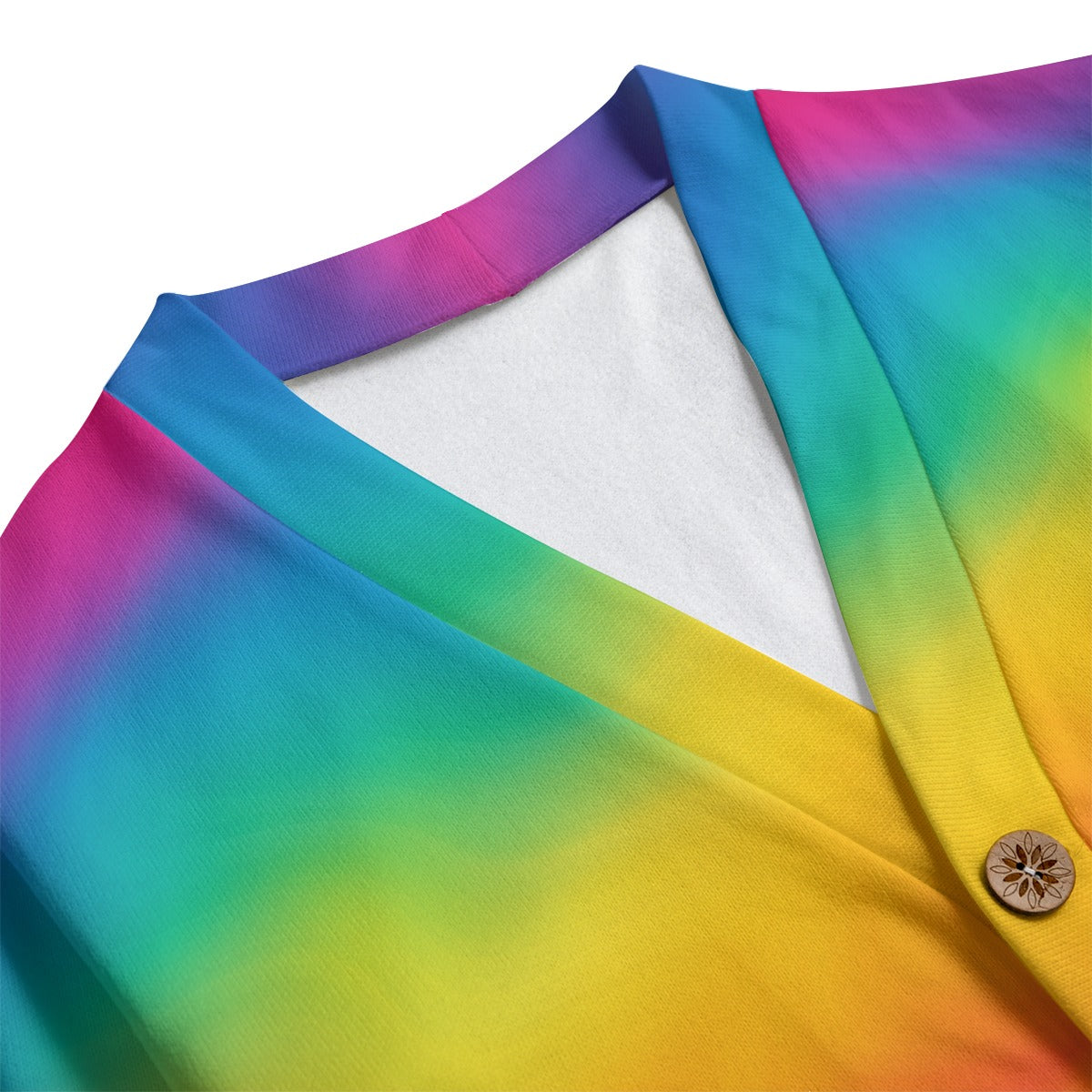 Unisex V-neck Knitted Fleece Cardigan With Button Closure