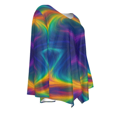 Women's V-neck T-shirt With Irregular Hem