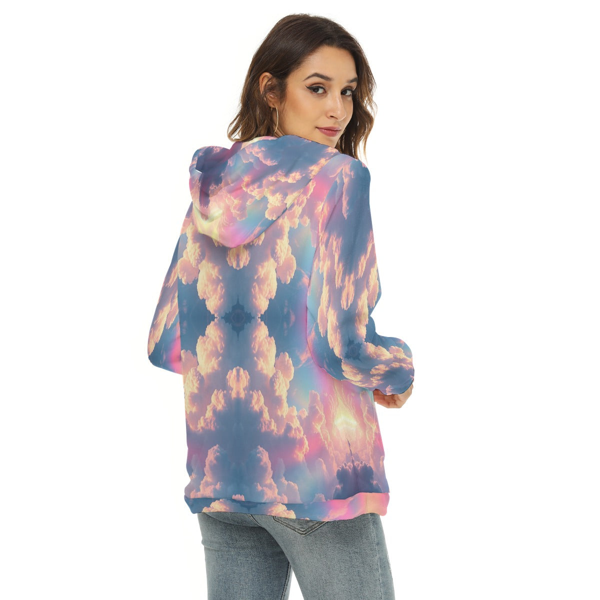 Women's Borg Fleece Hoodie With Half Zip