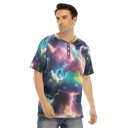 Men's Raglan Sleeve T-shirt With Button Closure