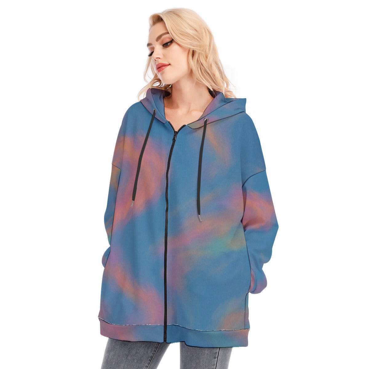 Women's Long Hoodie With Zipper Closure