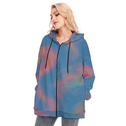 Women's Long Hoodie With Zipper Closure