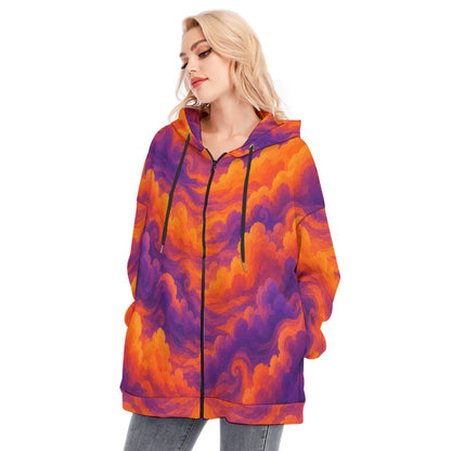 Women's Long Hoodie With Zipper Closure