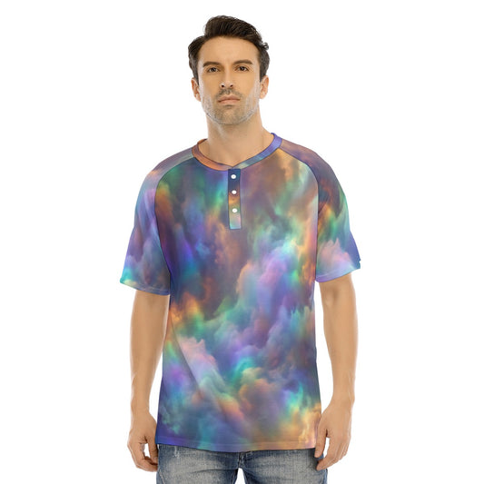Men's Raglan Sleeve T-shirt With Button Closure