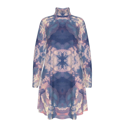 Women's High Neck Dress With Long Sleeve