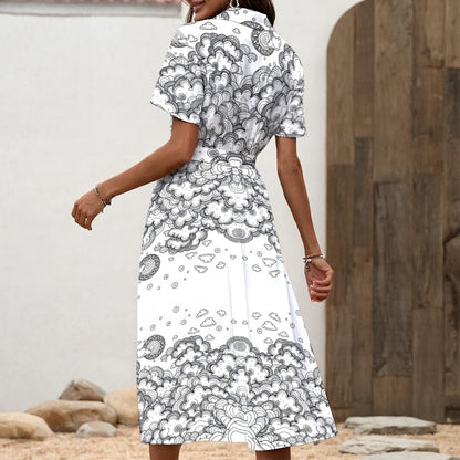 Women's Shirt Dress with Waist Tie