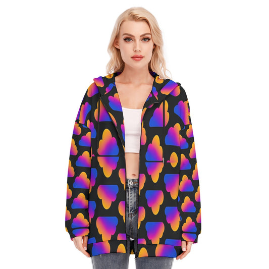 Women's Long Hoodie With Zipper Closure