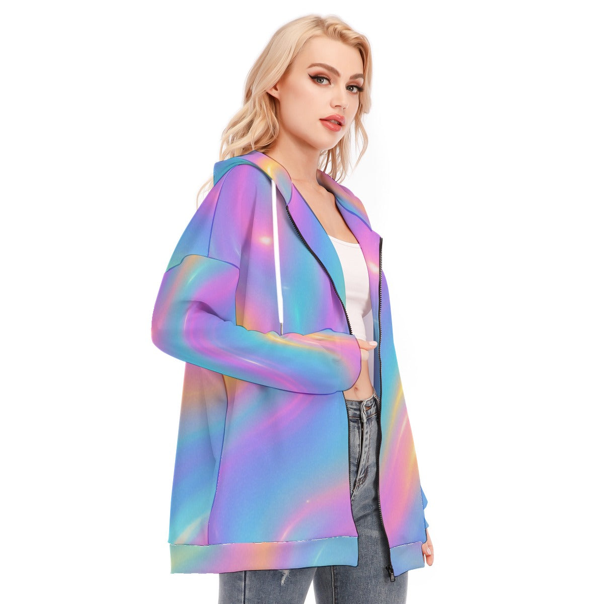 Women's Long Hoodie With Zipper Closure