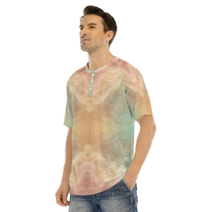 Men's Raglan Sleeve T-shirt With Button Closure