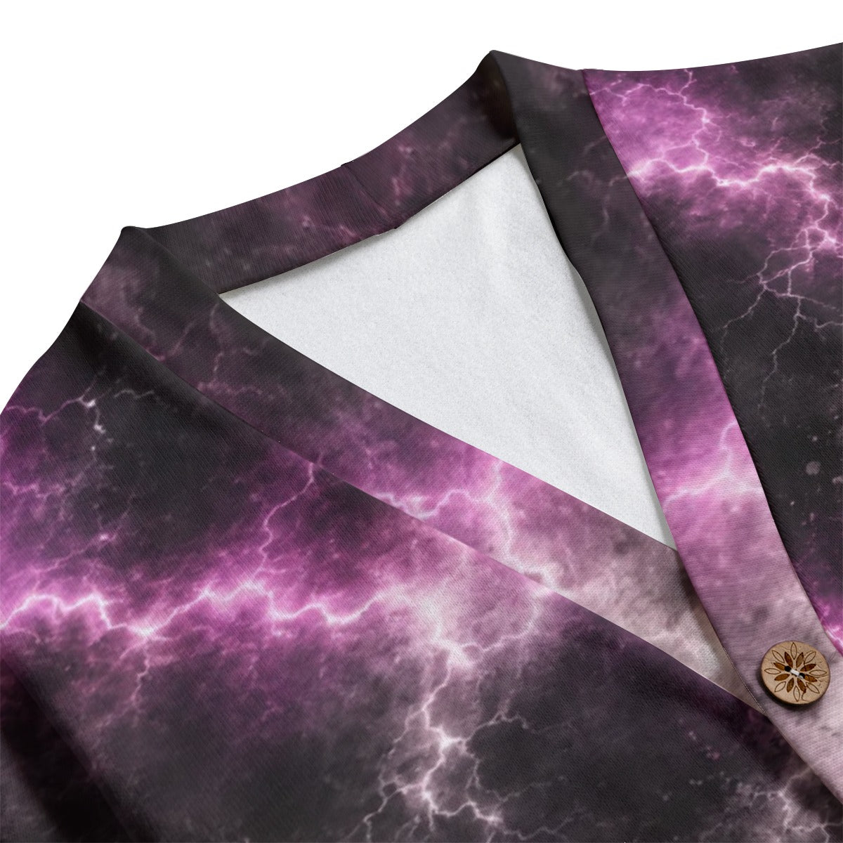 Unisex V-Neck Knitted-Fleece Button Cardigan - view 3